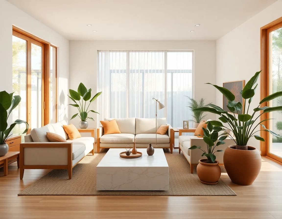 Beautiful Japandi living room after AI interior design app transformation
